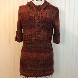 Dress Barn Multicolor Short Sleeve Hooded Sweater
